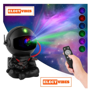 ELECTVIBES Astronaut Galaxy Projector Star Night Light – 360° Rotating LED Nebula Lamp with Remote, Timer & Adjustable Head for Kids Room, Bedroom, Home & Party Décor (Guitar Astronaut, Black)(PACK OF 1)