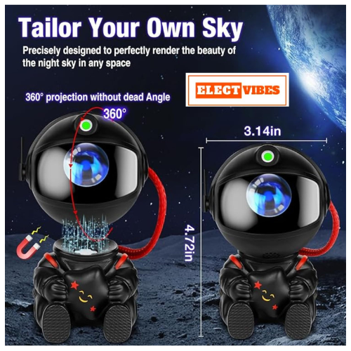 ELECTVIBES Astronaut Galaxy Projector Star Night Light – 360° Rotating LED Nebula Lamp with Remote, Timer & Adjustable Head for Kids Room, Bedroom, Home & Party Décor (Star Astronaut, Black)(PACK OF 1) - Image 13