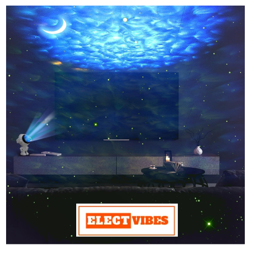 ELECTVIBES Astronaut Star Projector Light with 2×4W LED Power, 180° Wide-Angle Projection of Moon, Stars & Clouds, Bluetooth, Voice Activated & Flash Music Modes, Remote with 16.4ft Range, USB Powered (PACK OF 1) - Image 7