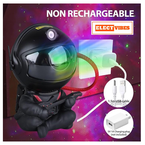 ELECTVIBES Astronaut Galaxy Projector Star Night Light – 360° Rotating LED Nebula Lamp with Remote, Timer & Adjustable Head for Kids Room, Bedroom, Home & Party Décor (Guitar Astronaut, Black)(PACK OF 1) - Image 6