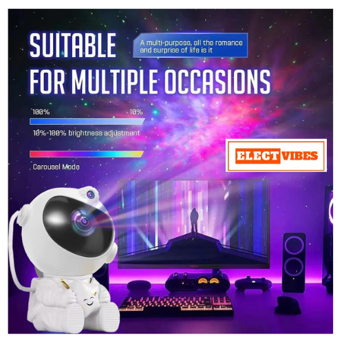ELECTVIBES Astronaut Galaxy Projector Star Night Light – 360° Rotating LED Nebula Lamp with Remote, Timer & Adjustable Head for Kids Room, Bedroom, Home & Party Décor (Star Astronaut, Black)(PACK OF 1) - Image 9