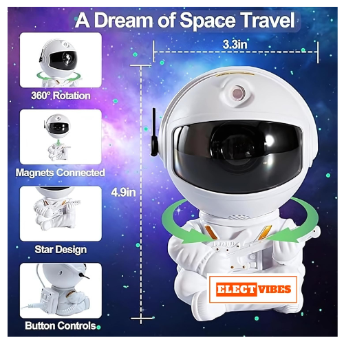 ELECTVIBES Astronaut Galaxy Projector Star Night Light – 360° Rotating LED Nebula Lamp with Remote, Timer & Adjustable Head for Kids Room, Bedroom, Home & Party Décor (Guitar Astronaut, Black)(PACK OF 1) - Image 16