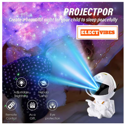 ELECTVIBES Astronaut Galaxy Projector Star Night Light – 360° Rotating LED Nebula Lamp with Remote, Timer & Adjustable Head for Kids Room, Bedroom, Home & Party Décor (Guitar Astronaut, Black)(PACK OF 1) - Image 11
