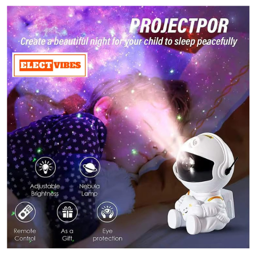 ELECTVIBES Astronaut Galaxy Projector Star Night Light – 360° Rotating LED Nebula Lamp with Remote, Timer & Adjustable Head for Kids Room, Bedroom, Home & Party Décor (Star Astronaut, Black)(PACK OF 1) - Image 3
