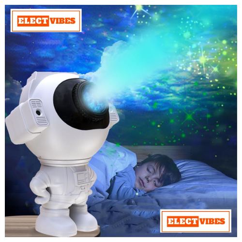 ELECTVIBES Astronaut Star Projector Light with 2×4W LED Power, 180° Wide-Angle Projection of Moon, Stars & Clouds, Bluetooth, Voice Activated & Flash Music Modes, Remote with 16.4ft Range, USB Powered (PACK OF 1) - Image 4