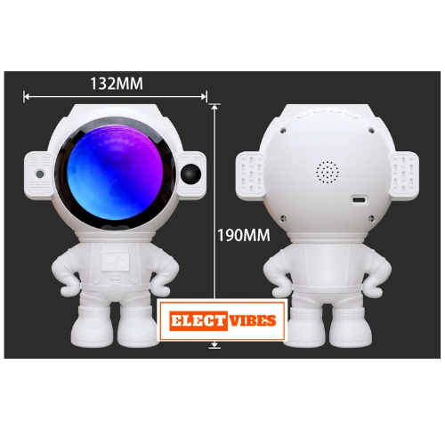 ELECTVIBES Astronaut Star Projector Light with 2×4W LED Power, 180° Wide-Angle Projection of Moon, Stars & Clouds, Bluetooth, Voice Activated & Flash Music Modes, Remote with 16.4ft Range, USB Powered (PACK OF 1) - Image 5