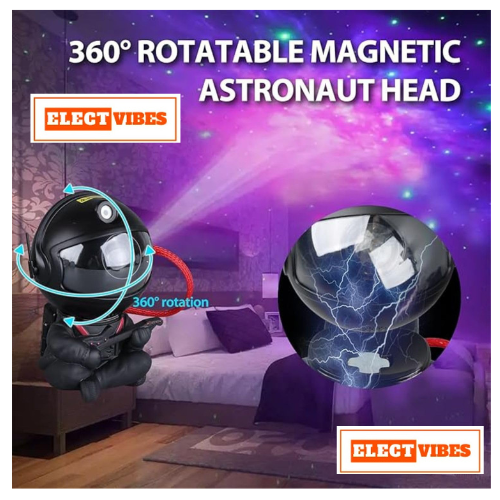 ELECTVIBES Astronaut Galaxy Projector Star Night Light – 360° Rotating LED Nebula Lamp with Remote, Timer & Adjustable Head for Kids Room, Bedroom, Home & Party Décor (Guitar Astronaut, Black)(PACK OF 1) - Image 7