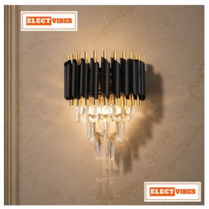 ELECTVIBES Black Mamba Wall Lamp Light, Crystal LED Wall Light, Tricolour (Warm, Cool, Natural), Black & Gold Modern Wall Sconce Lighting Fixture for Living Room, Bedroom, Home Décor (PACK OF 1)