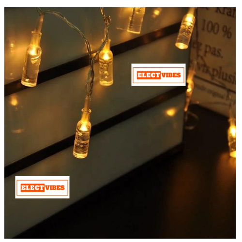 ELECTVIBES Bottle String Lights 14 LED, 3 Meter Plug-In, Warm white Fairy 14 Small Bottle Shape LED String Light | 14 LED, Plug Sourced, 4 Meter Long | Suitable for Diwali, Birthday, Festival, Wedding, Party, Patio, Lawn, Restaurants (Pack of 1, Warm White) - Image 13