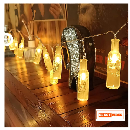 ELECTVIBES Bottle String Lights 14 LED, 3 Meter Plug-In, Warm white Fairy 14 Small Bottle Shape LED String Light | 14 LED, Plug Sourced, 4 Meter Long | Suitable for Diwali, Birthday, Festival, Wedding, Party, Patio, Lawn, Restaurants (Pack of 1, Warm White) - Image 8