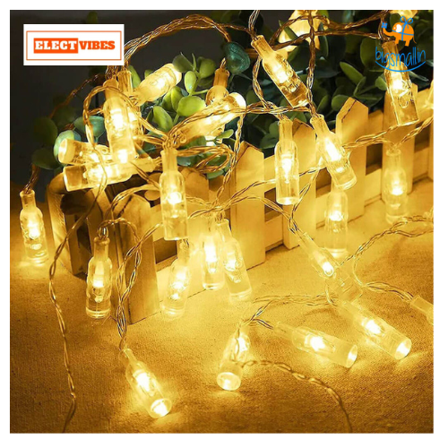 ELECTVIBES Bottle String Lights 14 LED, 3 Meter Plug-In, Warm white Fairy 14 Small Bottle Shape LED String Light | 14 LED, Plug Sourced, 4 Meter Long | Suitable for Diwali, Birthday, Festival, Wedding, Party, Patio, Lawn, Restaurants (Pack of 1, Warm White) - Image 10