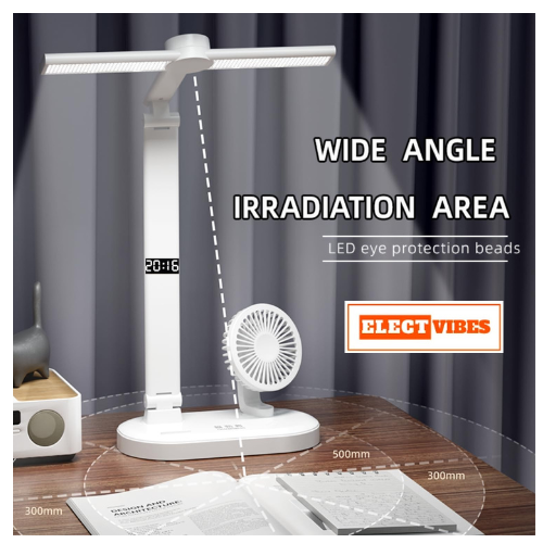 ELECTVIBES BreezeGlow Pro Design Rechargeable LED Table Lamp with Fan | Touch Control Desk Light | 2400mAh Battery | Adjustable Brightness & Color Temperature | USB Powered | ABS Material | White (PACK OF 1) - Image 9