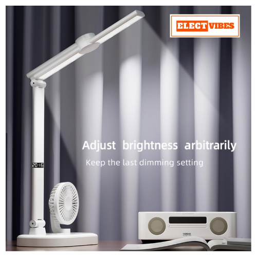 ELECTVIBES BreezeGlow Pro Design Rechargeable LED Table Lamp with Fan | Touch Control Desk Light | 2400mAh Battery | Adjustable Brightness & Color Temperature | USB Powered | ABS Material | White (PACK OF 1) - Image 8