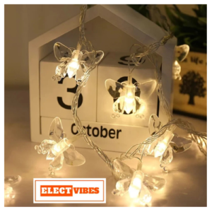 ELECTVIBES  Butterfly LED Fairy  String Light 14 Led, 3 Meter Plug-In  LED String Fairy Light – 14 LED 3-Meter Night Light for Home Decor, Bedroom & Indoor/Outdoor Use, Romantic Decor, Valentine Day Gift, Love Gift for Her, Couple Gift WARM WHITE  (PACK OF 1)