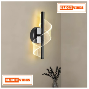 ELECTVIBES Cross Border Minimalist Modern LED Wall Lamp (Black) | Nordic Style Creative Bedside Light | Ultra Bright,3 Color Modes for Bedroom, Living Room & Aisle Background Wall Fixture (PACK OF 1)