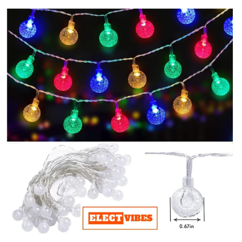 ELECTVIBES Crystal Ball LED String Light 14 LED, 3 Meter With Heavy Plug-In Crystal Ball String Lights Waterproof Fairy Lights for Bedroom, Garden, Diwali, Christmas, Wedding & Party Decoration WARM WHITE (PACK OF 1) - Image 42