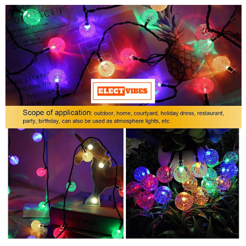 ELECTVIBES Crystal Ball LED String Light 14 LED, 3 Meter With Heavy Plug-In Crystal Ball String Lights Waterproof Fairy Lights for Bedroom, Garden, Diwali, Christmas, Wedding & Party Decoration WARM WHITE (PACK OF 1) - Image 32