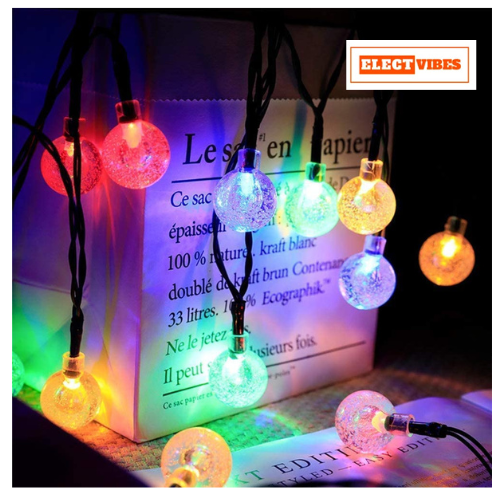 ELECTVIBES Crystal Ball LED String Light 14 LED, 3 Meter With Heavy Plug-In Crystal Ball String Lights Waterproof Fairy Lights for Bedroom, Garden, Diwali, Christmas, Wedding & Party Decoration WARM WHITE (PACK OF 1) - Image 4