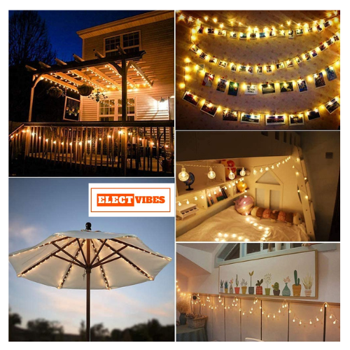 ELECTVIBES Crystal Ball LED String Light 14 LED, 3 Meter With Heavy Plug-In Crystal Ball String Lights Waterproof Fairy Lights for Bedroom, Garden, Diwali, Christmas, Wedding & Party Decoration WARM WHITE (PACK OF 1) - Image 26