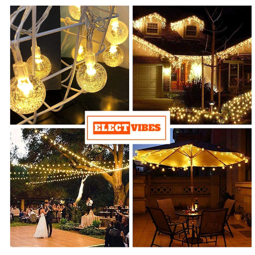 ELECTVIBES Crystal Ball LED String Light 14 LED, 3 Meter With Heavy Plug-In Crystal Ball String Lights Waterproof Fairy Lights for Bedroom, Garden, Diwali, Christmas, Wedding & Party Decoration WARM WHITE (PACK OF 1) - Image 28