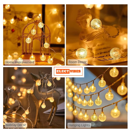 ELECTVIBES Crystal Ball LED String Light 14 LED, 3 Meter With Heavy Plug-In Crystal Ball String Lights Waterproof Fairy Lights for Bedroom, Garden, Diwali, Christmas, Wedding & Party Decoration WARM WHITE (PACK OF 1) - Image 31