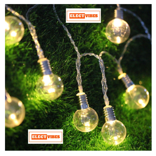 ELECTVIBES Crystal Bulb Ball String Light 16 LED, 3 Meter Plug-In,Decorative Lights for Diwali, Christmas, Party & Wedding Events (Warm White) (PACK OF 1) - Image 3