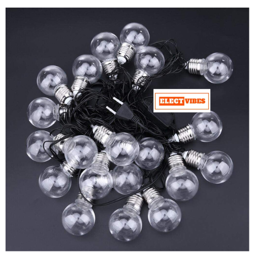 ELECTVIBES Crystal Bulb Ball String Light 16 LED, 3 Meter Plug-In,Decorative Lights for Diwali, Christmas, Party & Wedding Events (Warm White) (PACK OF 1) - Image 4