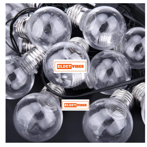 ELECTVIBES Crystal Bulb Ball String Light 16 LED, 3 Meter Plug-In,Decorative Lights for Diwali, Christmas, Party & Wedding Events (Warm White) (PACK OF 1) - Image 5