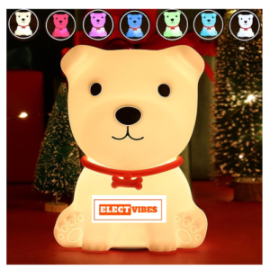 ELECTVIBES Puppy Lamp, Silicone Cute Dog Lamp for Baby Room Decor, Kids Birthday Gifts, USB Rechargeable Animal Lamp (PACK OF 1)