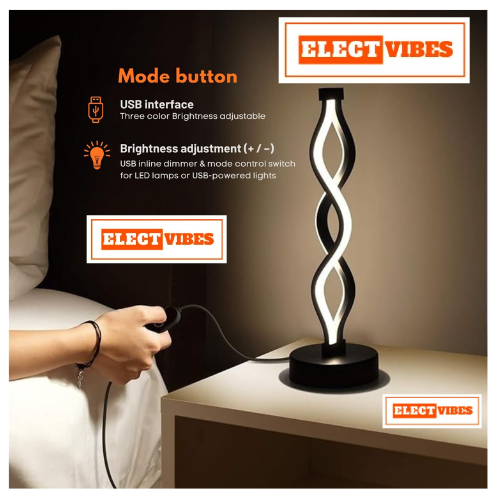 ELECTVIBES Double Helix Dimmable LED Table Lamp, Spiral LED Desk Lamp, Contemporary Minimalist Lighting Design, Creative Stylish Smart Dimmable Lamp for Living Room Bedroom Office Ideal Gift (PACK OF 1) - Image 6