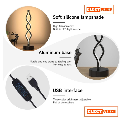 ELECTVIBES Double Helix Dimmable LED Table Lamp, Spiral LED Desk Lamp, Contemporary Minimalist Lighting Design, Creative Stylish Smart Dimmable Lamp for Living Room Bedroom Office Ideal Gift (PACK OF 1) - Image 5