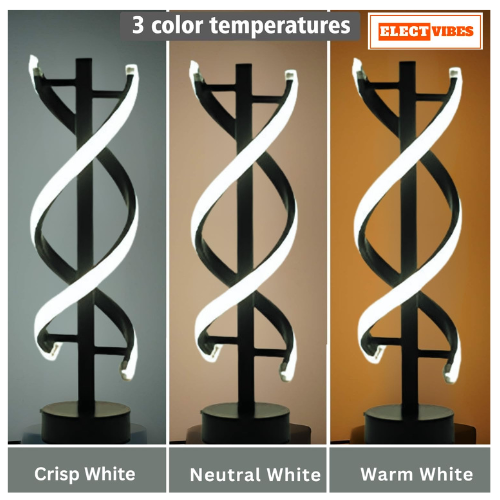 ELECTVIBES Modern DNA Helix Table Lamp LED Spiral Design Black Base with Warm Light Dual Spiral LED Table Lamp – Modern Acrylic Decorative Bedside Light with Warm Ambient Glow for Bedroom, Living Room, Festive & Home Décor (PACK OF 1) - Image 8