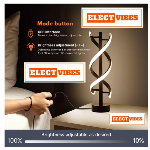 ELECTVIBES Modern DNA Helix Table Lamp LED Spiral Design Black Base with Warm Light Dual Spiral LED Table Lamp – Modern Acrylic Decorative Bedside Light with Warm Ambient Glow for Bedroom, Living Room, Festive & Home Décor (PACK OF 1) - Image 2