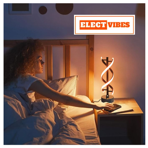 ELECTVIBES Modern DNA Helix Table Lamp LED Spiral Design Black Base with Warm Light Dual Spiral LED Table Lamp – Modern Acrylic Decorative Bedside Light with Warm Ambient Glow for Bedroom, Living Room, Festive & Home Décor (PACK OF 1) - Image 3