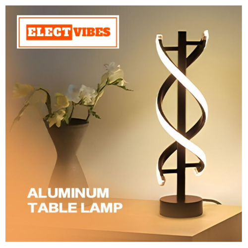 ELECTVIBES Modern DNA Helix Table Lamp LED Spiral Design Black Base with Warm Light Dual Spiral LED Table Lamp – Modern Acrylic Decorative Bedside Light with Warm Ambient Glow for Bedroom, Living Room, Festive & Home Décor (PACK OF 1) - Image 4