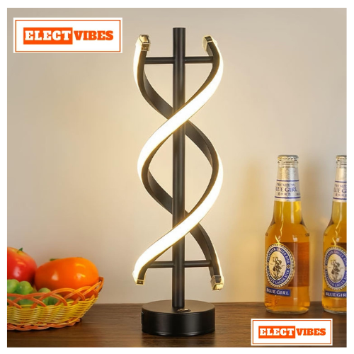 ELECTVIBES Modern DNA Helix Table Lamp LED Spiral Design Black Base with Warm Light Dual Spiral LED Table Lamp – Modern Acrylic Decorative Bedside Light with Warm Ambient Glow for Bedroom, Living Room, Festive & Home Décor (PACK OF 1) - Image 5
