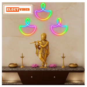 ELECTVIBES Diwali Diya Neon Sign Light | LED Neon Rope for Home, Mandir & Pooja Room Decoration | IP65 Waterproof Indoor Outdoor Festival Décor (Multi) (PACK OF 1)