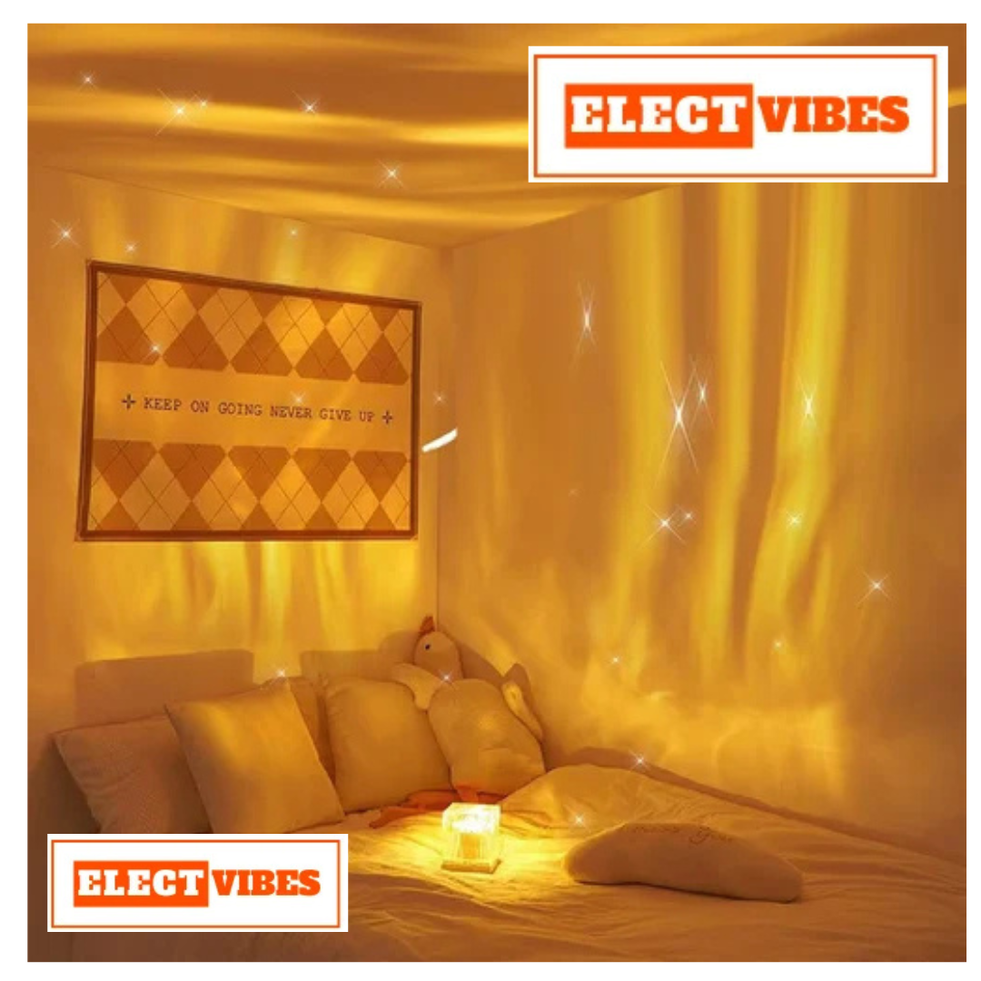 ELECTVIBES Romantic Ocean Wave Night Light Projector Lamp – 3D Water Wave LED Projection Lamp with Remote Control for Bedroom, Romantic0 Decor, Valentine Day Gift, Love Gift for Her, Couple Gift (PACK OF 1) - Image 2