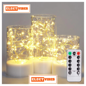 ELECTVIBES Fairy String  T-Light Candle Acrylic LED Candles (3 Pcs) Battery Operated, Flameless for Romantic, Home & Table Decor  (Set of 3)(PACK OF 1)