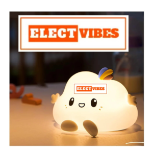 ELECTVIBES Big Cloud Face Silicone Night Light – 7 Color Changing LED Lamp with Touch Sensor Control | USB Rechargeable, Cute Kids Bedroom Decor & Gift for Babies, Toddlers, and Children (PACK OF 1)