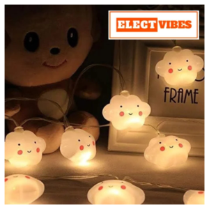ELECTVIBES  Copper Smiling Cloud LED Serial String Lights Cloud Fairy Lights  14 LED,3 METER  PLUG-IN,Warm White –  Fairy Lights | AC Powered, Indoor Outdoor|Home Decoration ,Waterproof Decorative Lights for Home decore, Diwali & Festive Decore Items Night Light   (WARM WHITE)(PACK OF 1)