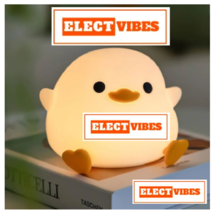 ELECTVIBES DoDo Duck Night Light, Cute Soft Silicone Duck Lamp for Kids, Rechargeable LED Dimmable Bedside Lamp with 20 Minute Timer, Gifts for Boys Girls Women (PACK OF 1)