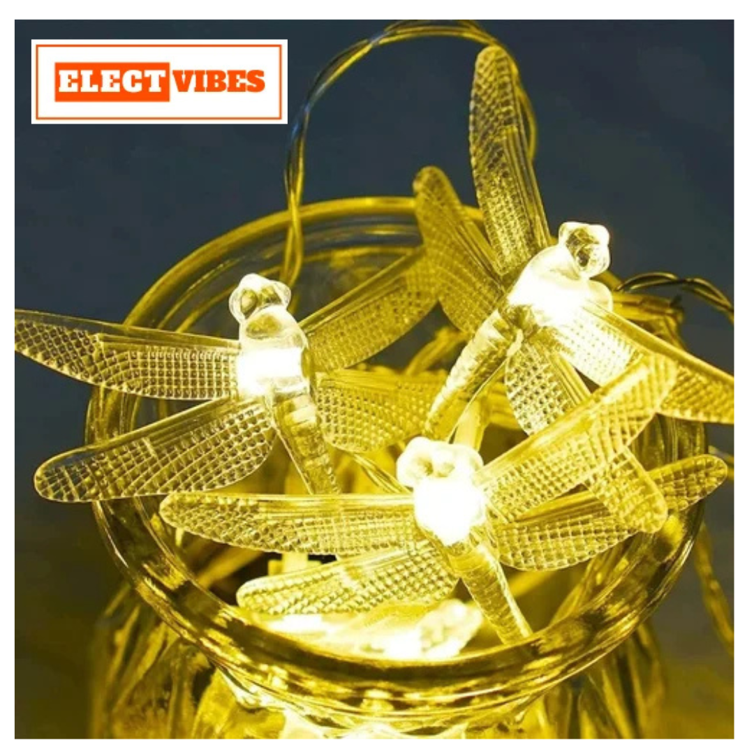 ELECTVIBES Dragon Fly String Lights 14 LED, 3 Meter With Heavy Plug-In String Lights– Decorative Waterproof Fairy Lights for Indoor/Outdoor, Garden, Diwali, Christmas, Wedding, Party & Festival Decoration WARM WHITE (Pack of 1) - Image 4