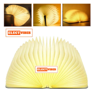 ELECTVIBES Folding Book Lamp Magnetic LED, foldable lamp opens 360,Mood Light, USB Rechargeable Wooden LED Book Lamp with 3 Color Modes, Foldable 360° Design, 1000mAh Battery - Mood Lighting, Night Light, Table & Bedside Decorative Lamp Unique Gifts for Book Lovers (PACK OF 1)