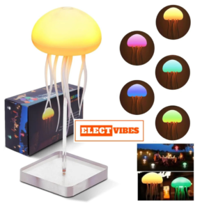 ELECTVIBES  Jellyfish LED Night Light Lamp | Color Changing Baby Room Decor Lamp for Kids, Girls, Boys & Ocean Lovers | Aesthetic Ambient Light with Hanging Base – Jellyfish Design (PACK OF 1)