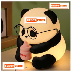 ELECTVIBES White- Glasses  &  Bottle  Panda LAMP, Cute Baby Panda lamp with Glasses and Bottle 7 Color Changing Soft Silicone Animal Rechargeable and Portable Nursery Night Light for Bedroom, Breastfeeding, Baby Rooms, Gift (Baby Panda) (PACK OF 1)