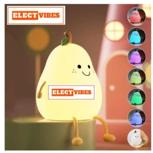 ELECTVIBES Rechargeable Silicone Pear Night Lamp, Touch Control 7 Color LED Baby Night Light for Kids Bedroom, Nursery, Bedside Decor, Gift for Kids (PACK OF 1)