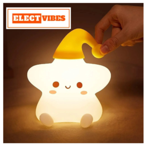 ELECTVIBES Star Gifts, Star Touch LED Silicone Lamp, Birthday Gift for Girls and Boys Light, Kids Night Light, Silicone Lamp, Rechargeable, White (PACK OF 1)