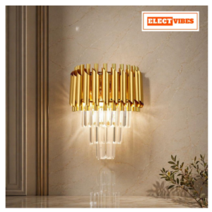 ELECTVIBES Gold Mamba Wall Lamp Light, Crystal LED Wall Light, Tricolour (Warm, Cool, Natural), Gold Modern Wall Sconce Lighting Fixture for Living Room, Bedroom, Hallway, Home Décor (PACK OF 1)