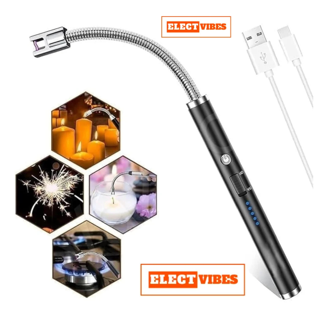 ELECTVIBES Rechargeable Electric Gas Lighter for Kitchen, Lighter for Gas Stove, Candles, Pooja, C-Type USB, Kitchen Tools, Multi Purpose - 360° Flexible & Windproof, (PACK OF 1) - Image 3